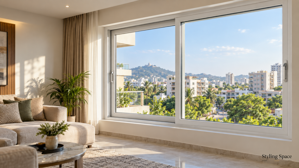 Styling Space parallel sliding uPVC window in a modern Vijayawada home